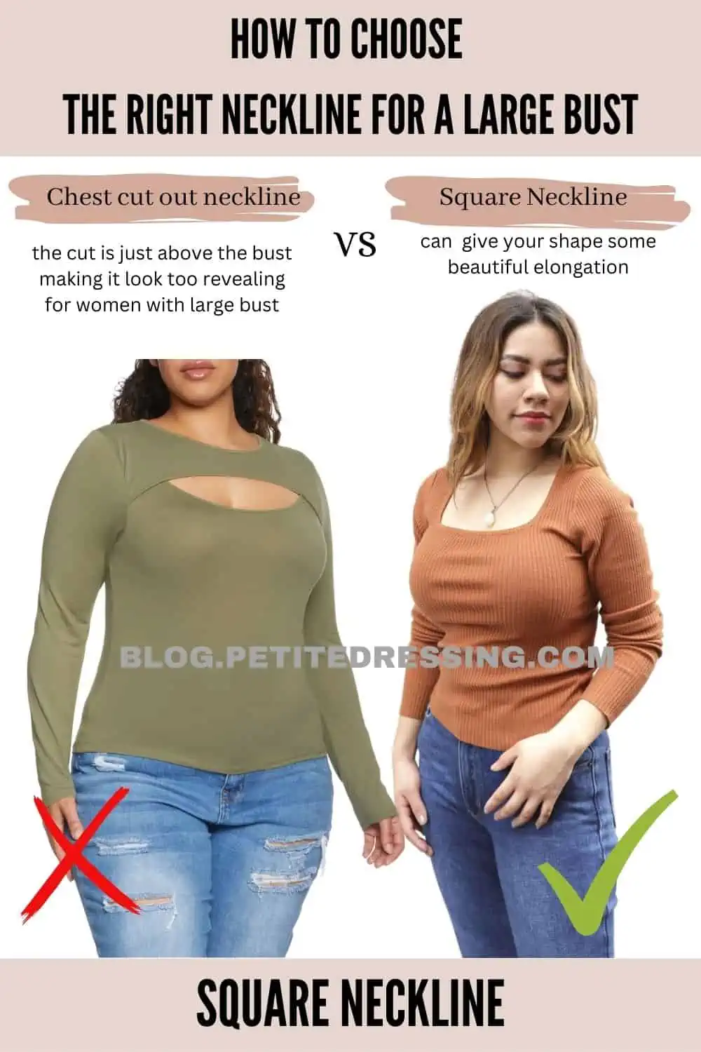 How to Choose the Right Neckline for a Large Bust - Petite Dressing