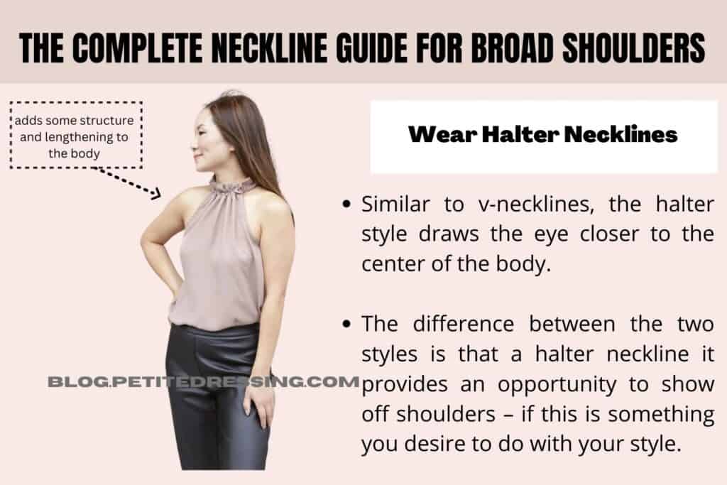 The Complete Neckline Guide for Broad Shoulders-Wear Halter Neckline