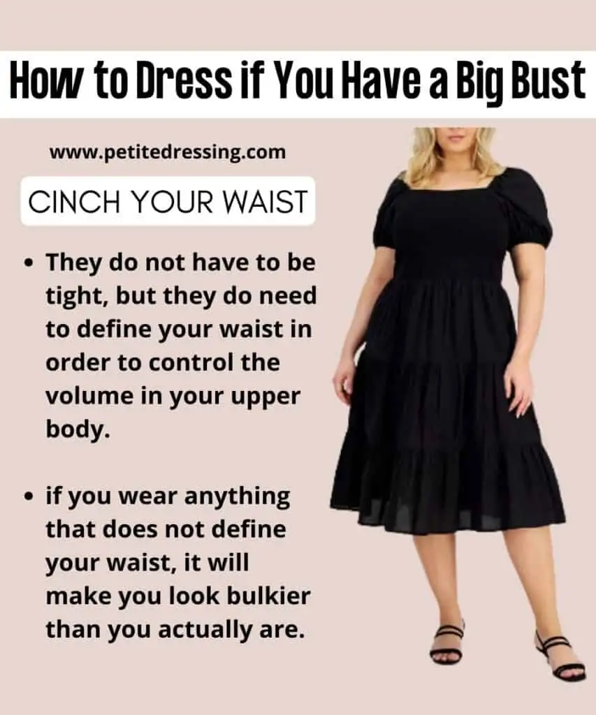 How to Dress if You Have a Big Bust - Petite Dressing