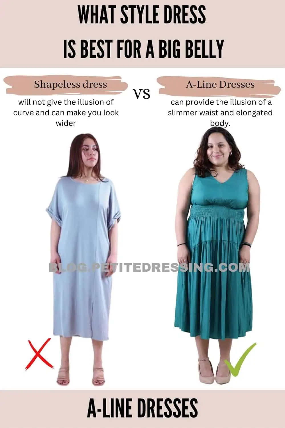 Summer dresses for small boobs, fat tummy?