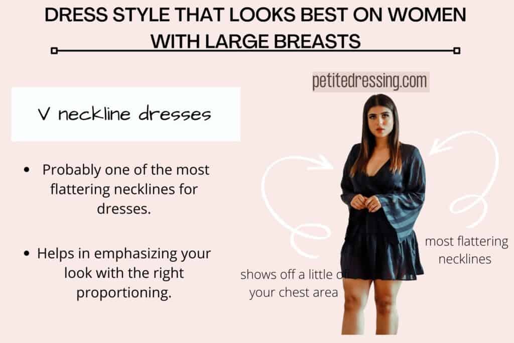 DRESS STYLE THAT LOOKS BEST ON WOMEN WITH LARGE BREASTS-v neckline dress
