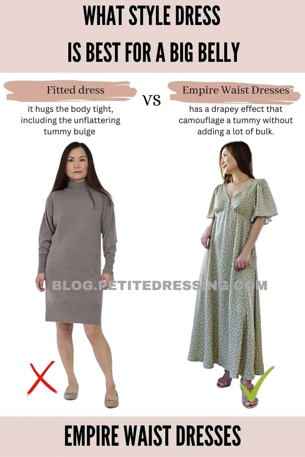 What Style Dress is Best for a Big Belly - Petite Dressing