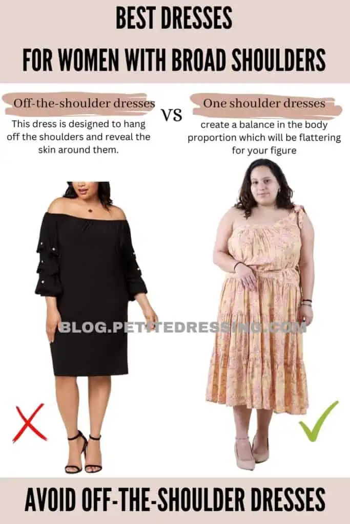 Avoid off-the-shoulder dresses