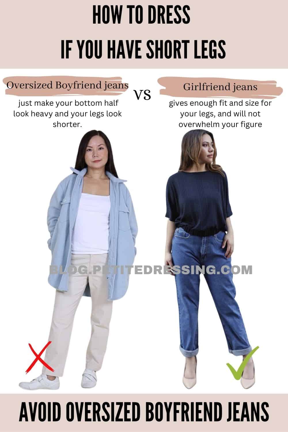Avoid oversized boyfriend jeans