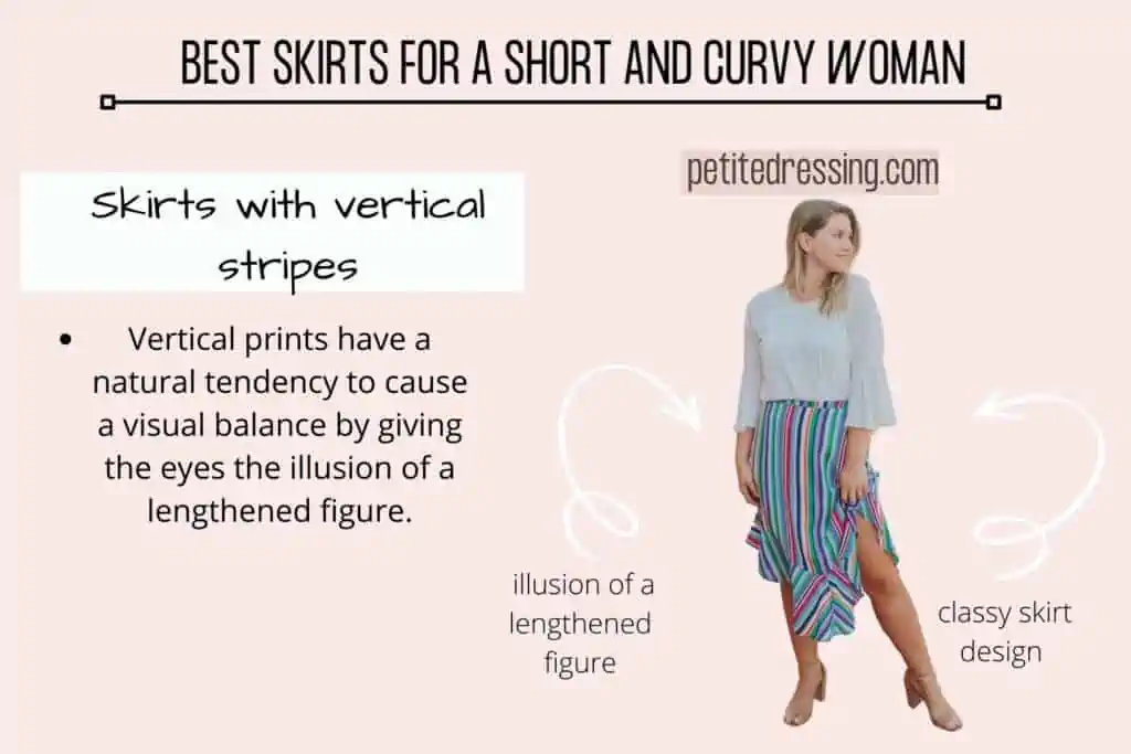 BEST SKIRTS FOR A SHORT AND CURVY WOMAN-Skirts with vertical stripes