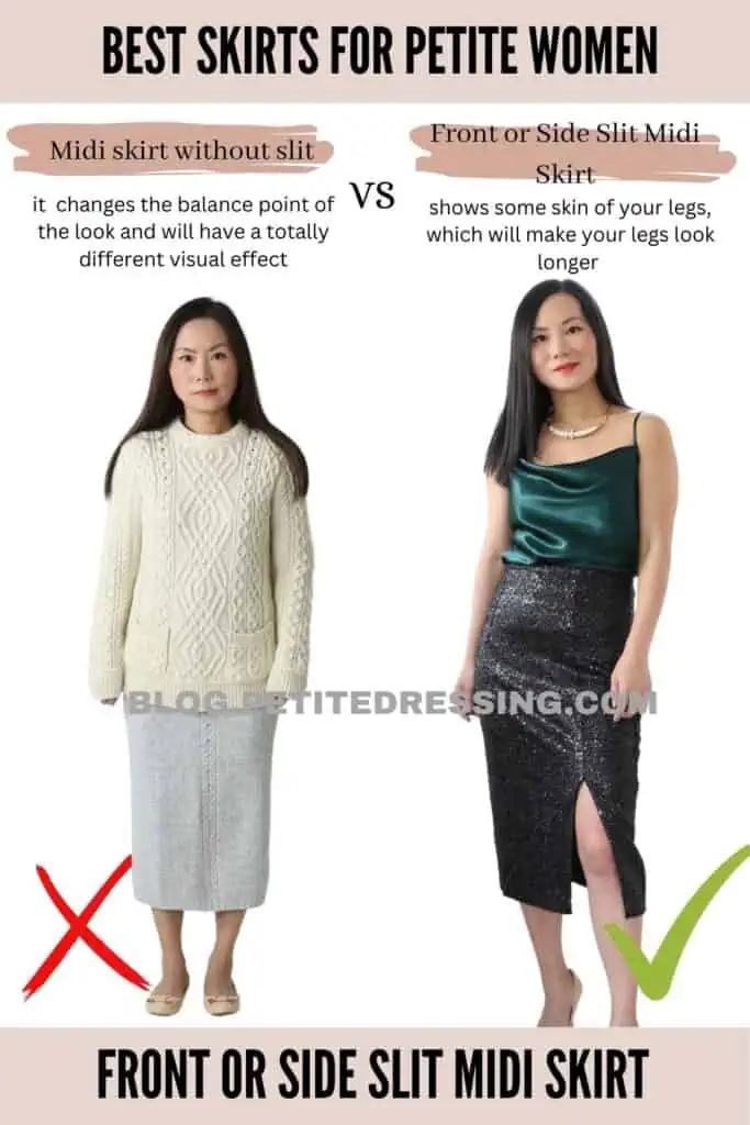 Front or Side Slit Midi Skirt