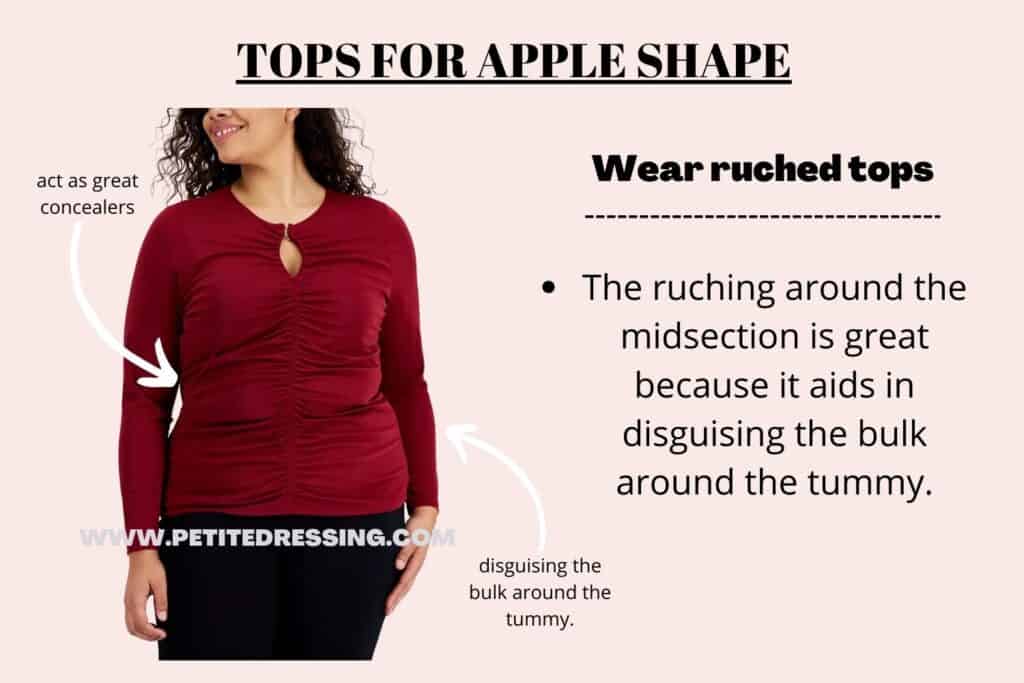 TOPS FOR APPLE SHAPE-ruched tops