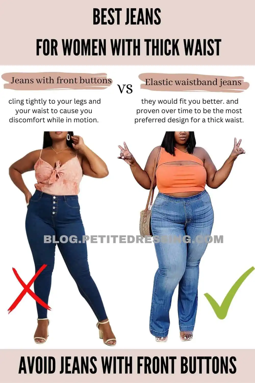 The Comprehensive Jeans Guide for Women with a Thick Waist - Petite Dressing