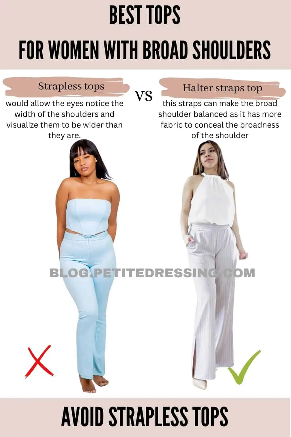 The Tops Guide for Women with Broad Shoulders - Petite Dressing