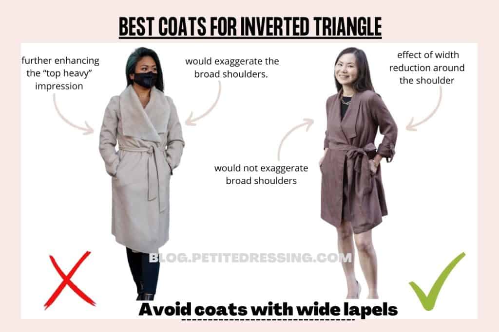 BEST COATS FOR INVERTED TRIANGLE-Avoid coats with wide lapels