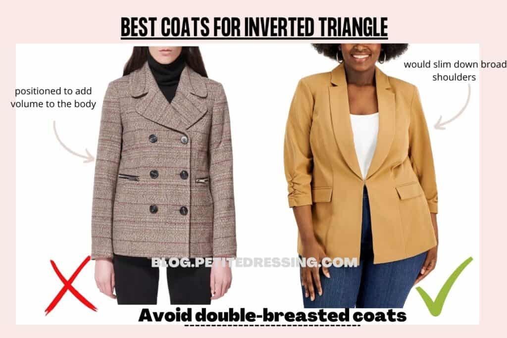 BEST COATS FOR INVERTED TRIANGLE-Avoid double-breasted coats