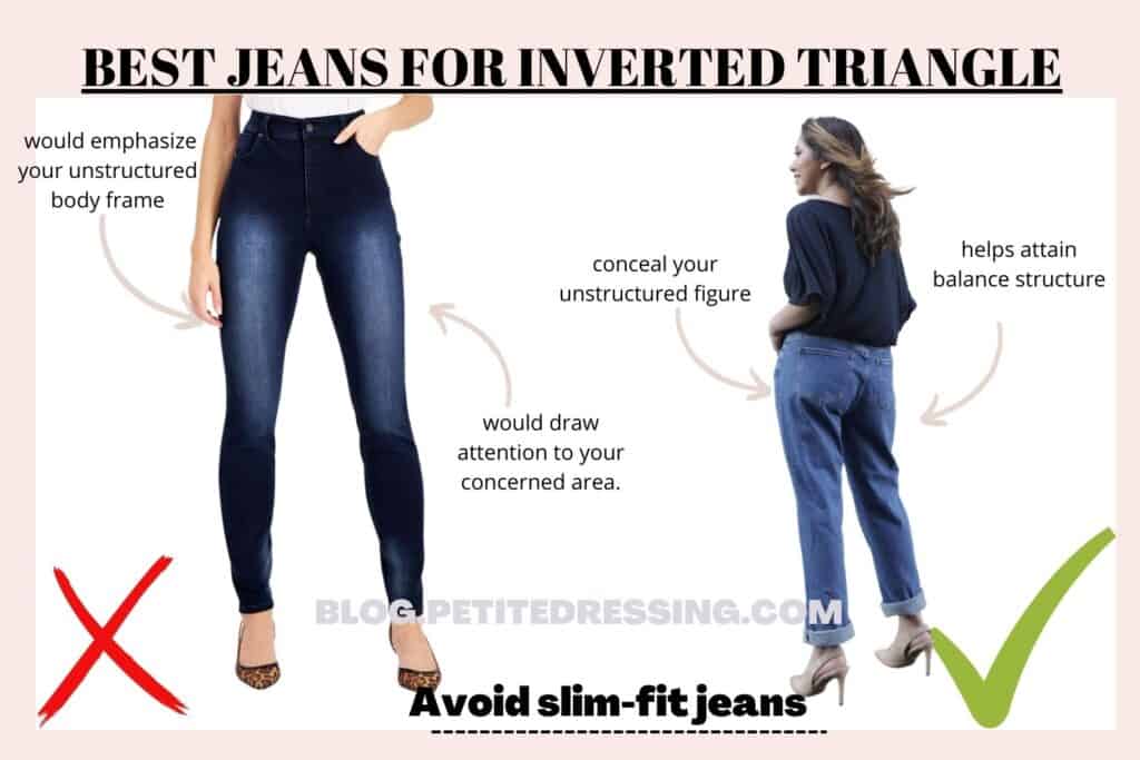 BEST JEANS FOR INVERTED TRIANGLE-avoid slim fit