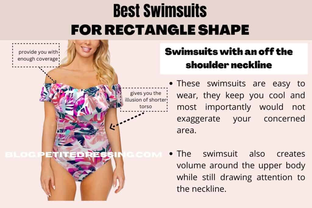 BEST SWIMSUITS FOR RECTANGLE SHAPE-Swimsuits with off the shoulder neckline