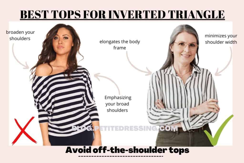 BEST TOPS FOR INVERTED TRIANGLE-Avoid tops with horizontal stripes
