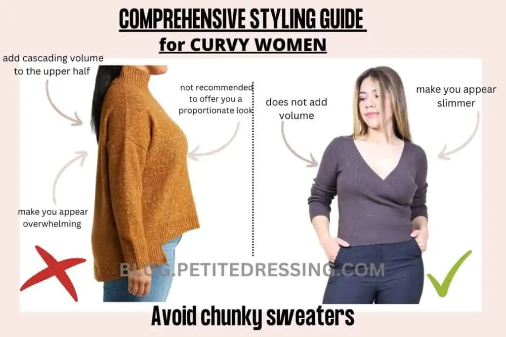 COMPREHENSIVE STYLING GUIDE FOR CURVY WOMEN-Avoid chunky sweaters