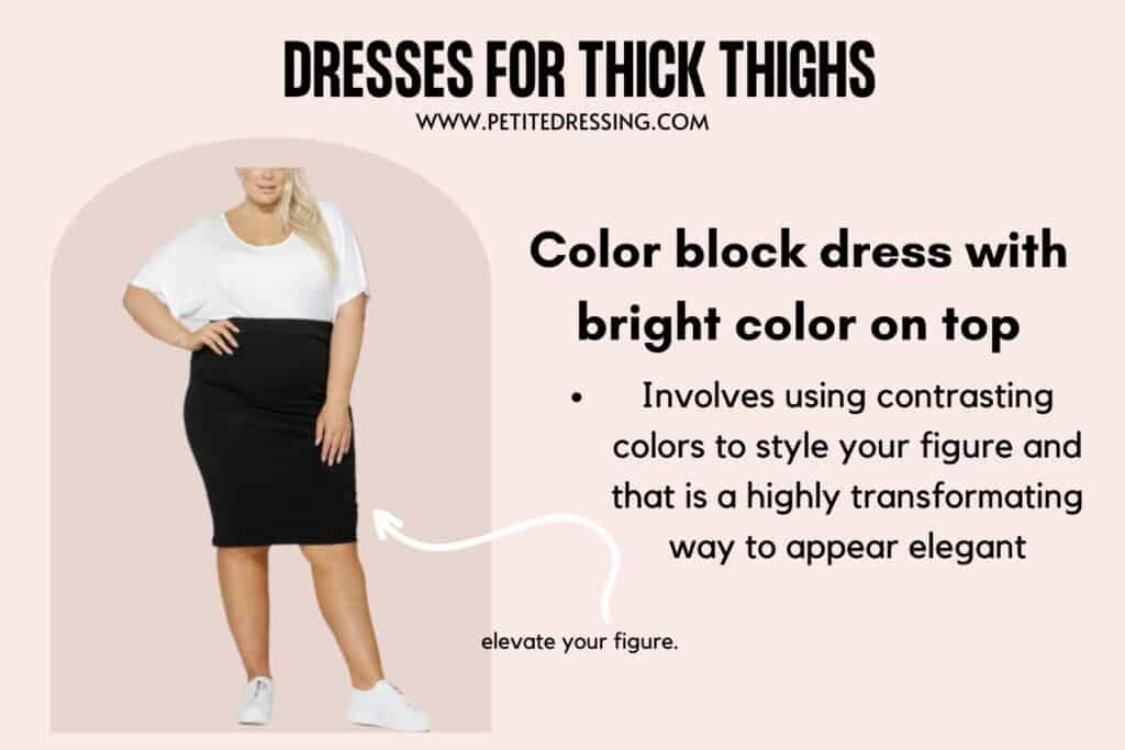 DRESSES FOR THICK THIGHS-Color block dress with bright color on top