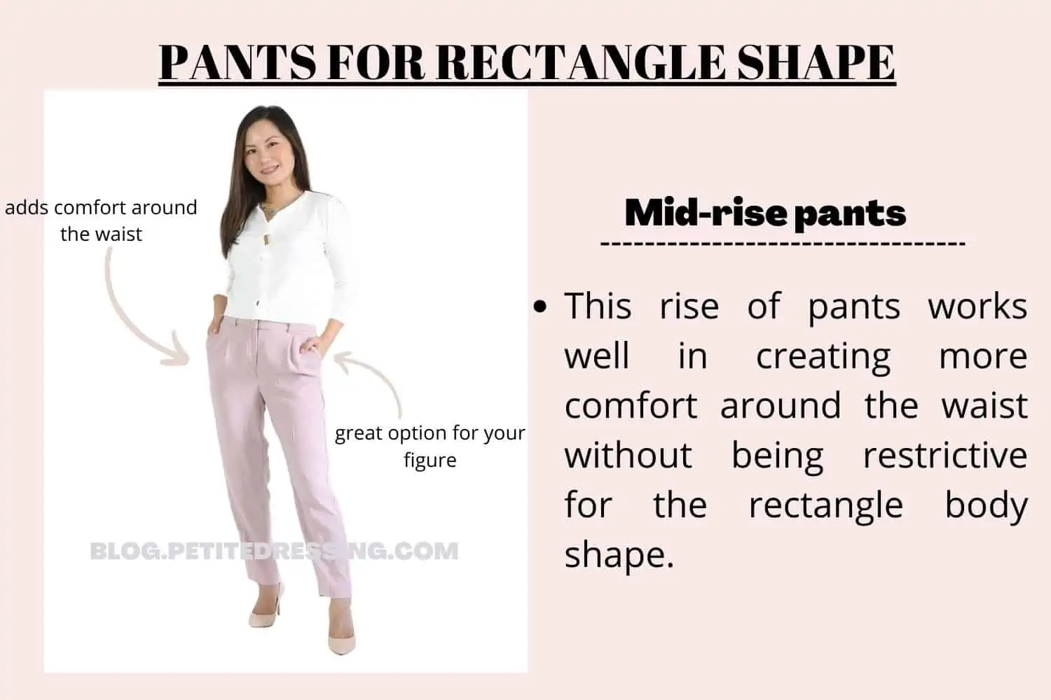 PANTS FOR RECTANGLE SHAPE Mid rise pants