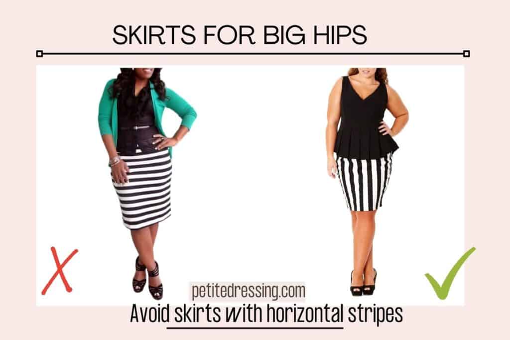 SKIRTS FOR BIG HIPS-Avoid skirts with horizontal stripes