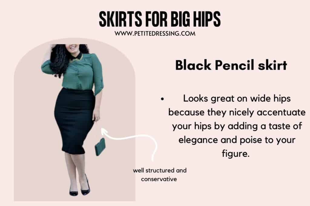SKIRTS FOR BIG HIPS-Black Pencil skirt