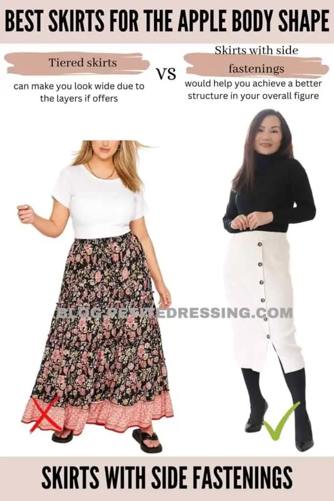 Skirts with side fastenings