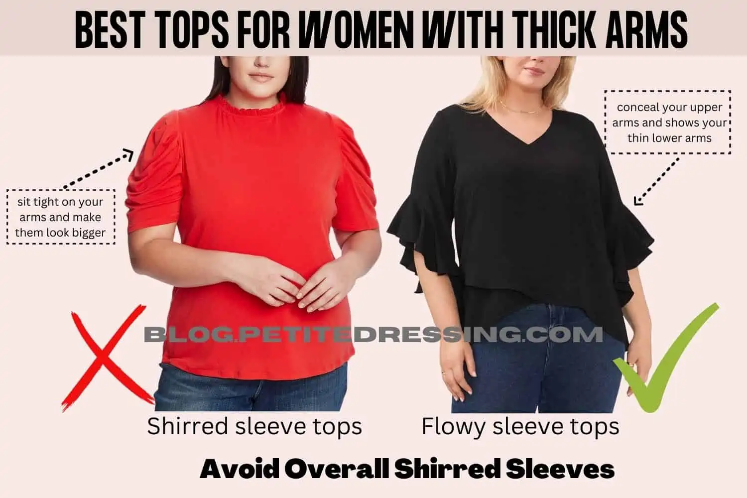The Complete Tops Guide for Women With Thick Arms - Petite Dressing