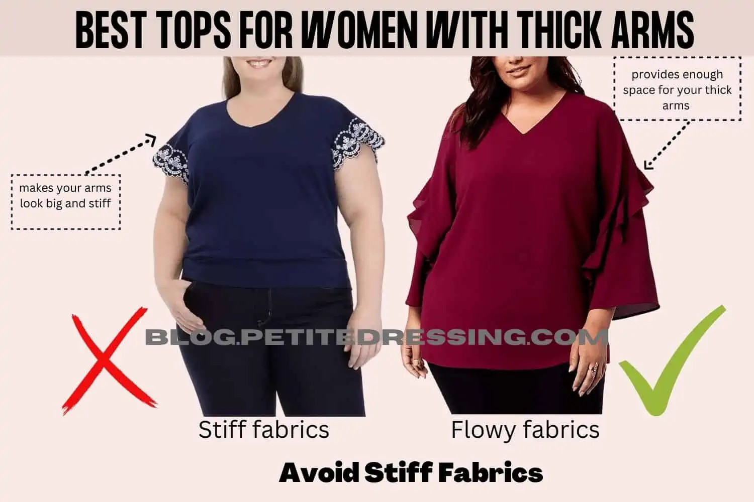 The Complete Tops Guide for Women With Thick Arms - Petite Dressing