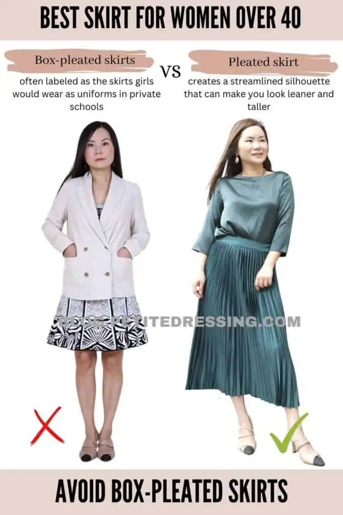 Avoid box-pleated skirts