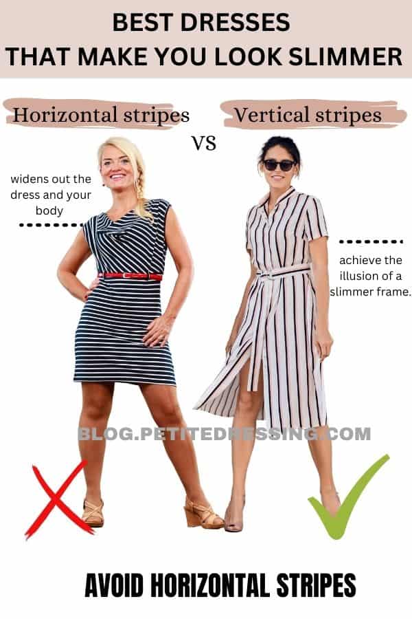 Avoid horizontal stripes dresses