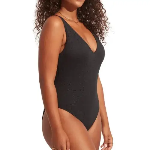 The Complete Swimsuit Guide for the Pear Body Shape-Deep V neck one piece