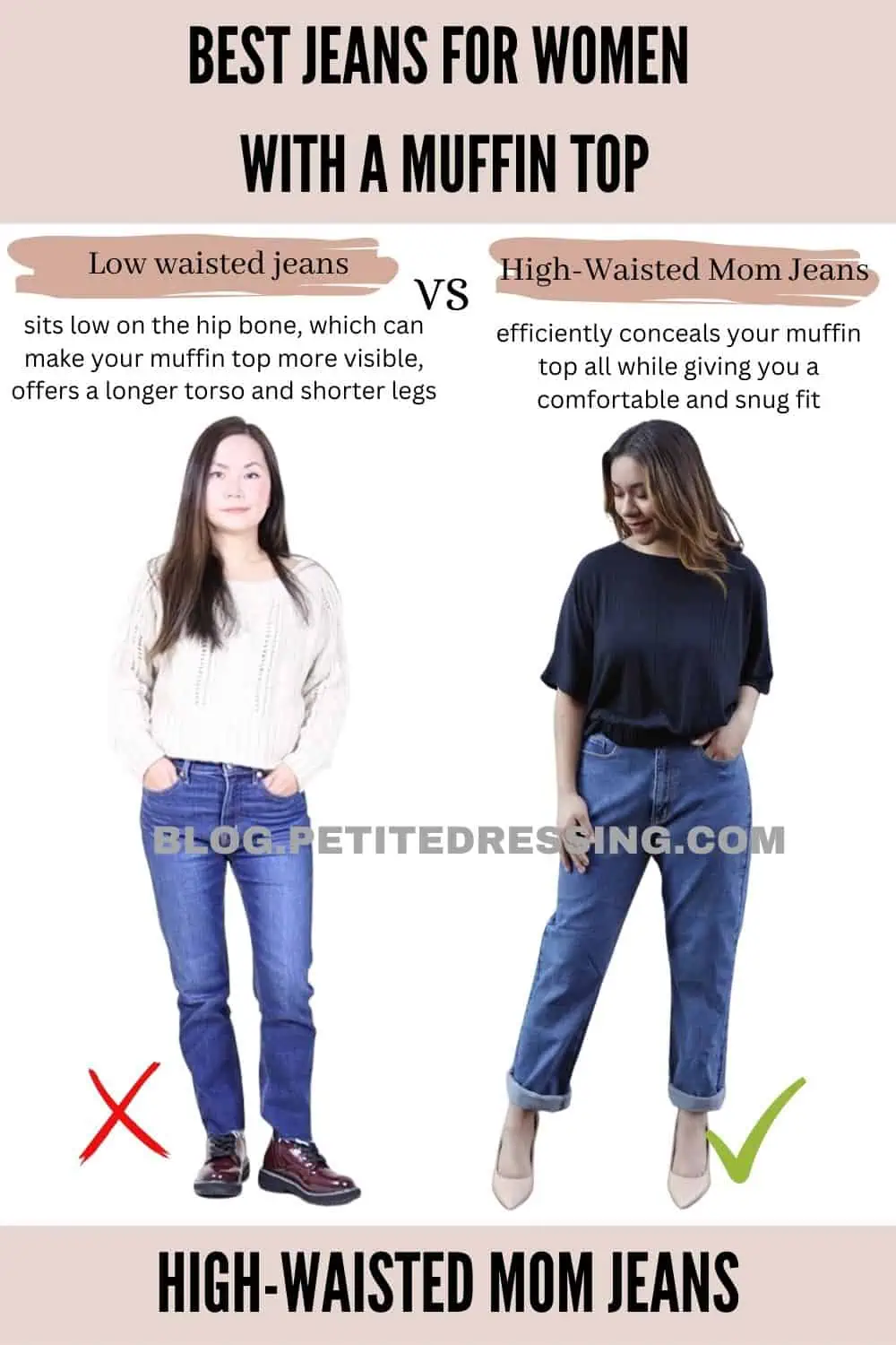 💛 Easy Way to Transform Low Waist Jeans to High Waist Jeans - Hide Muffin  Top 