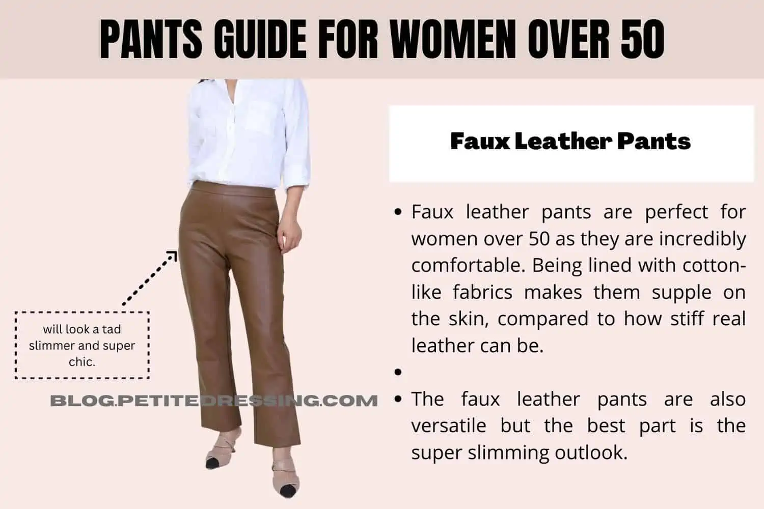 Pants Guide For Women Over 50 Faux Leather Pants