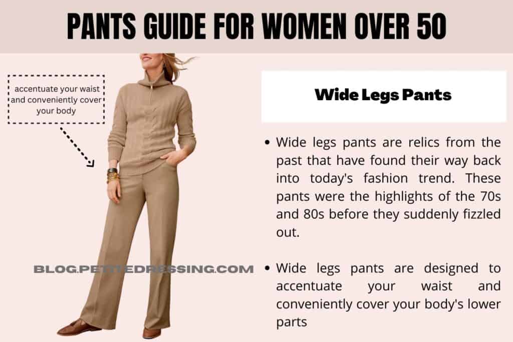 Pants Guide For Women Over 50-Wide Legs Pants