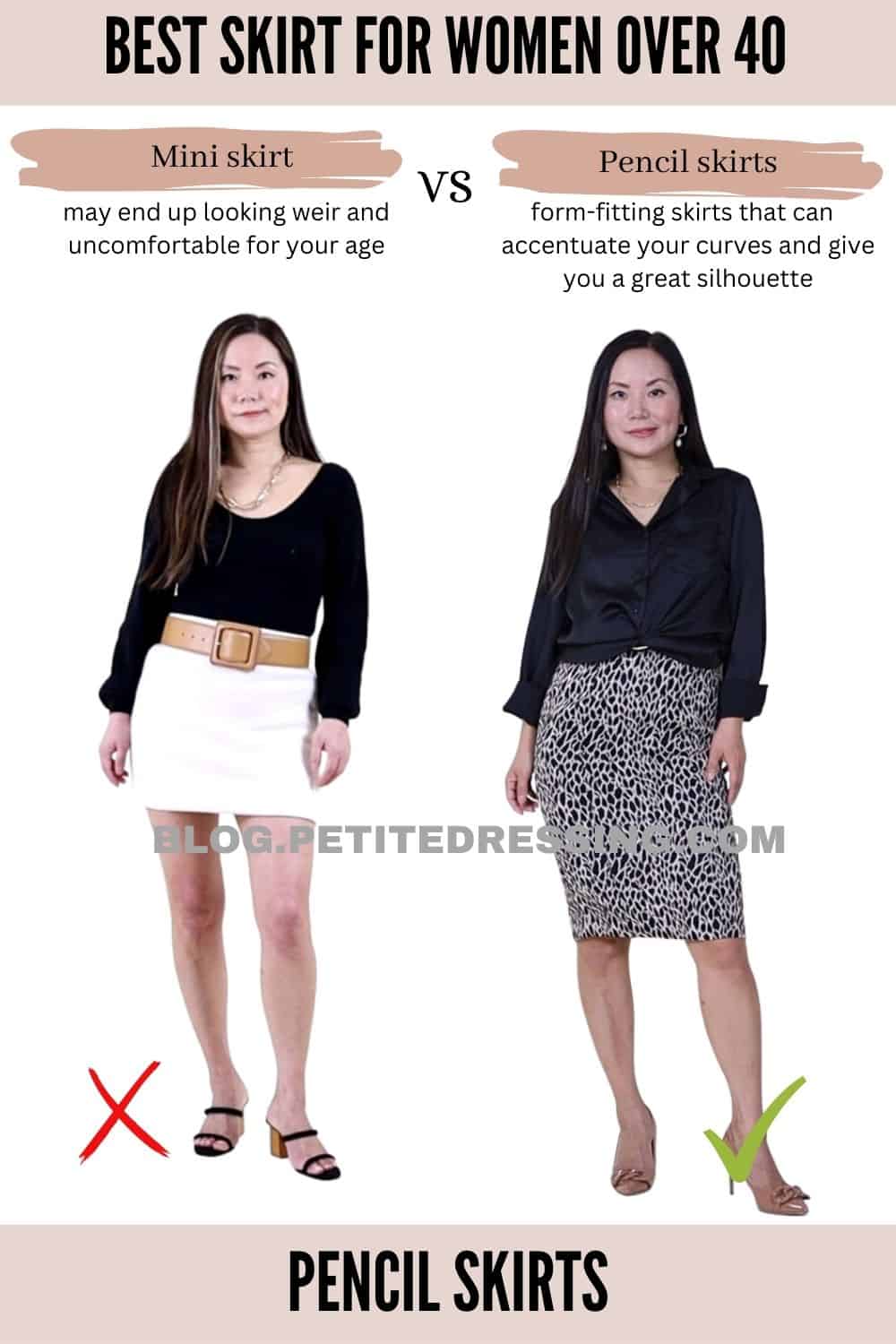 The Skirt Guide for Women Over 40-Pencil skirt