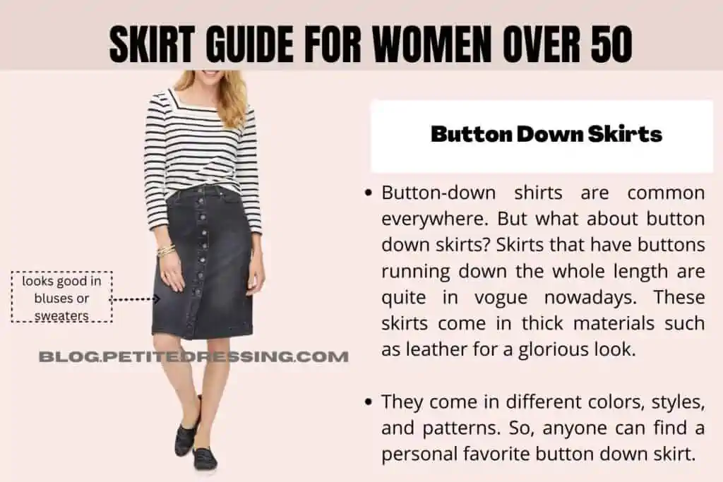 Skirt Guide For Women Over 50-Button Down Skirts