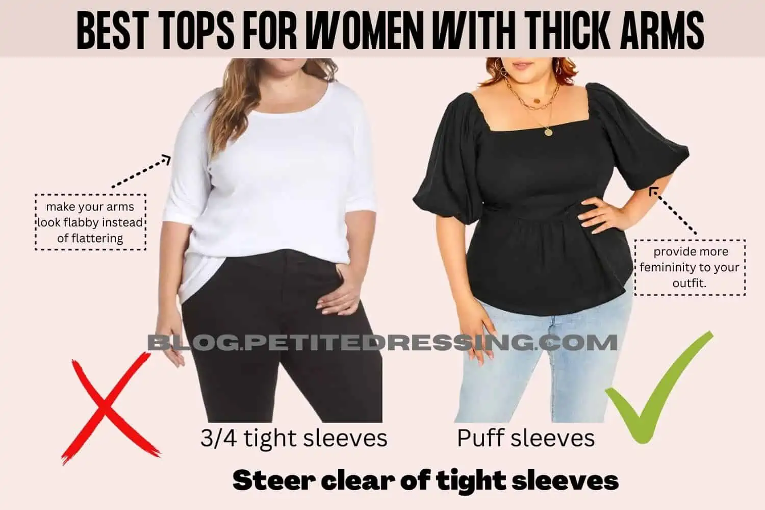 The Complete Tops Guide for Women With Thick Arms - Petite Dressing