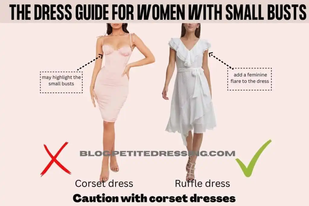 The Dress Guide for Women With Small Busts-Caution with corset dresses