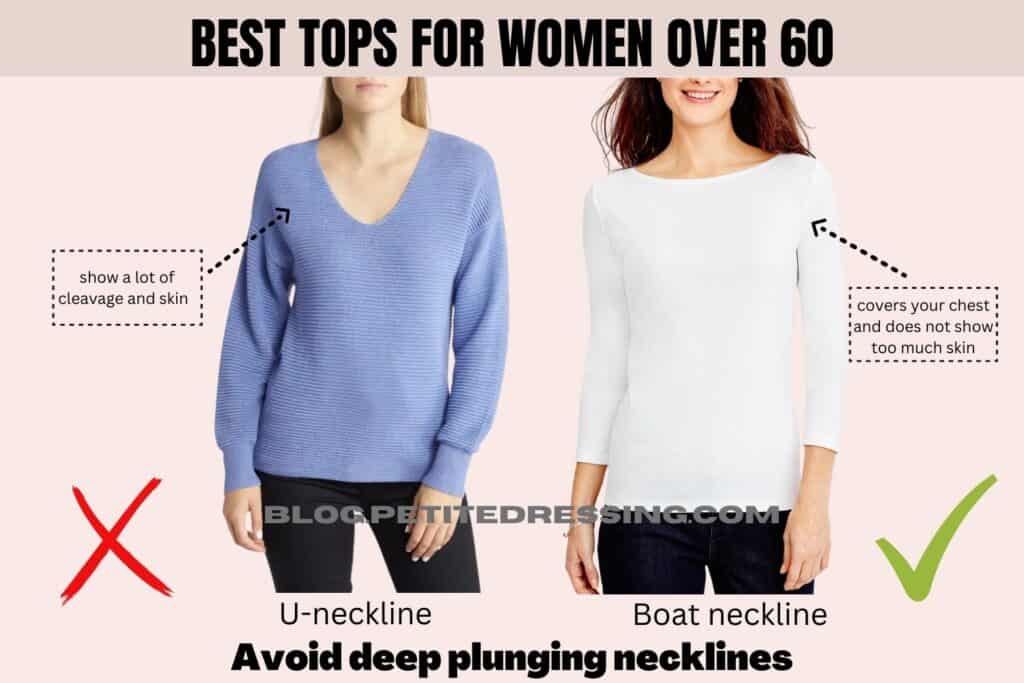 The Tops Guide for Women Over 60-Avoid deep plunging necklines