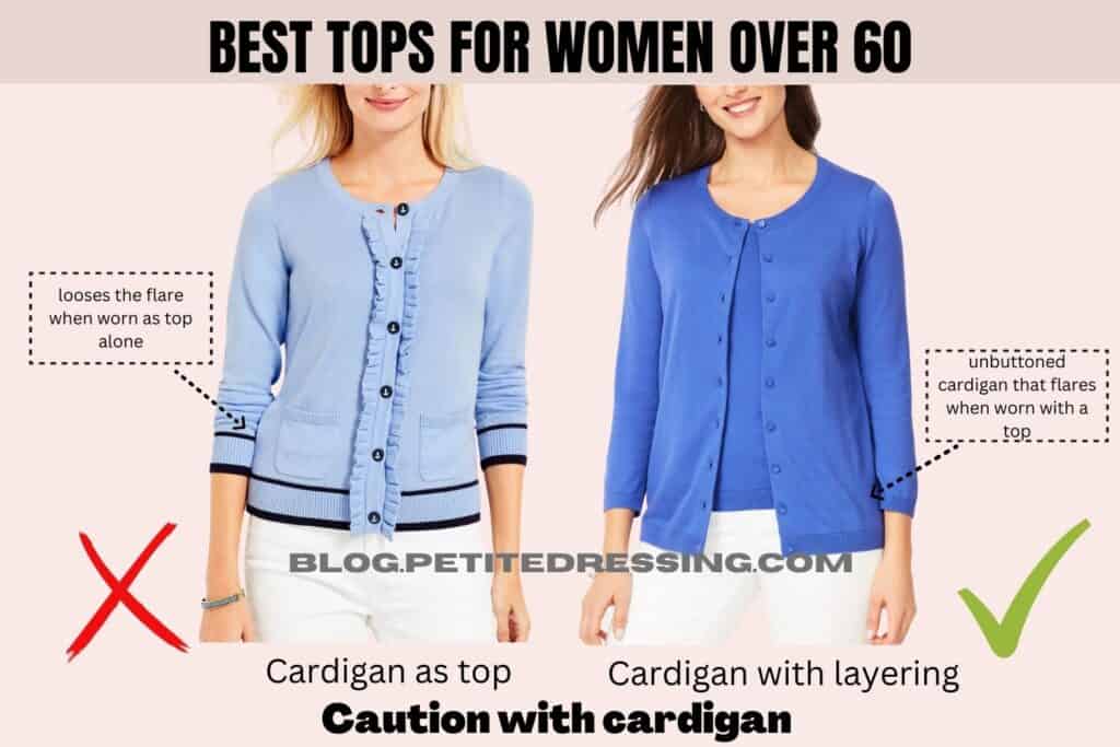The Tops Guide for Women Over 60-Caution with cardigan