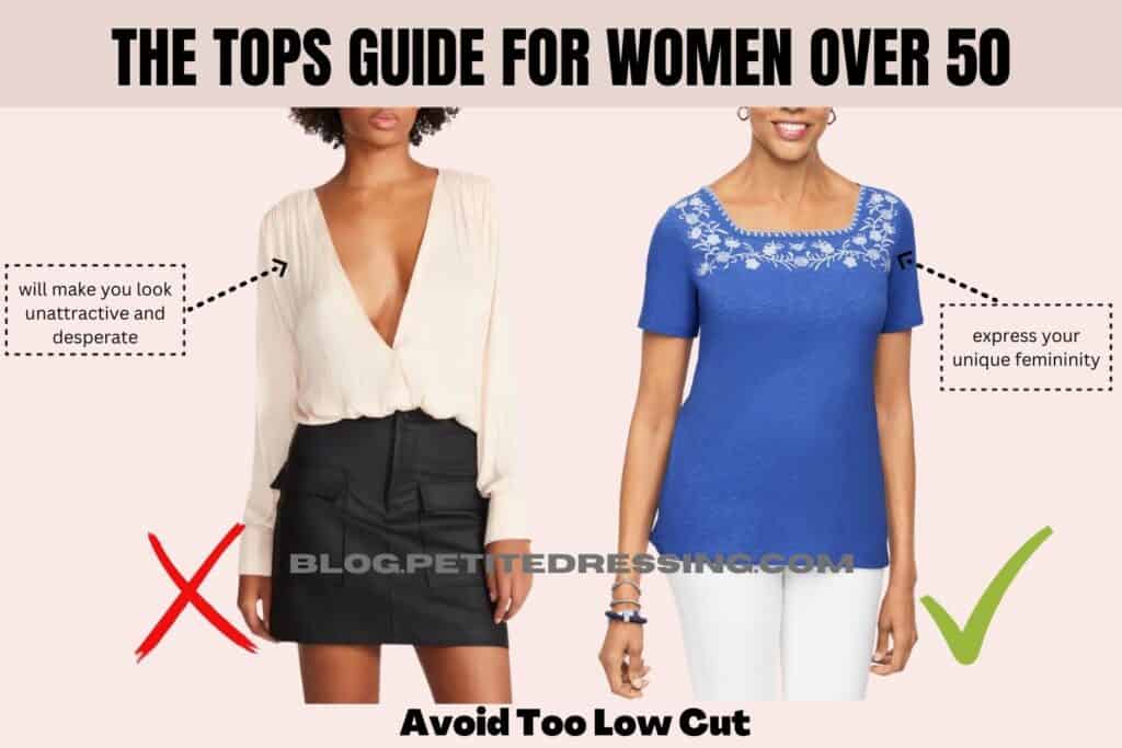 The Tops Guide for Women over 50-Avoid Too Low Cut