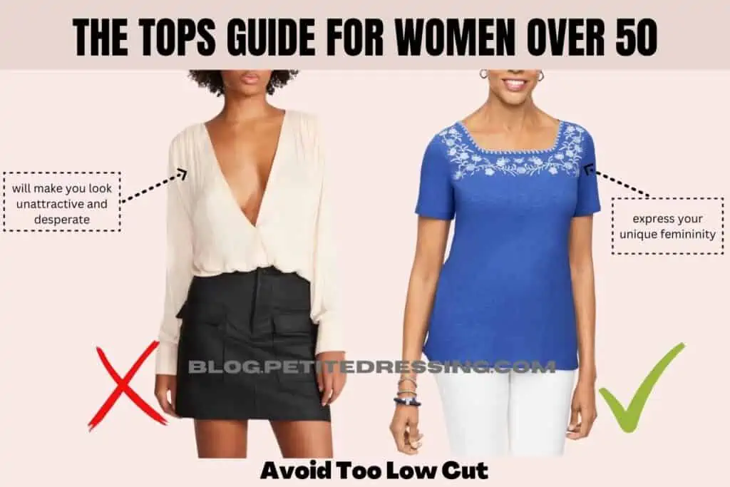 The Tops Guide for Women over 50-Avoid Too Low Cut