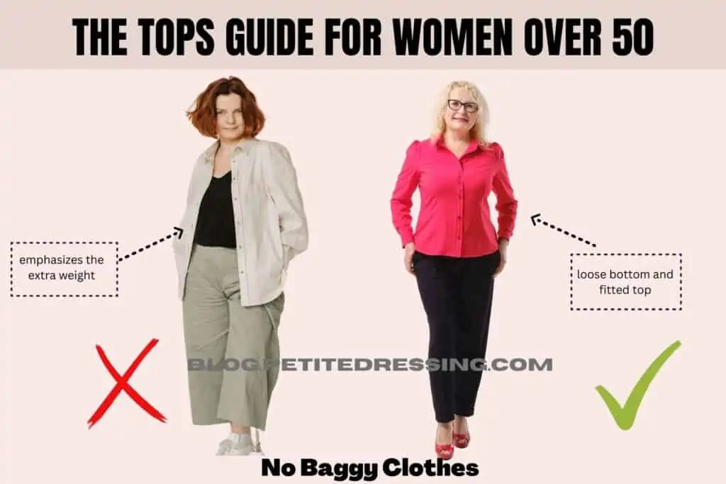 The Tops Guide for Women over 50-No Baggy Clothes