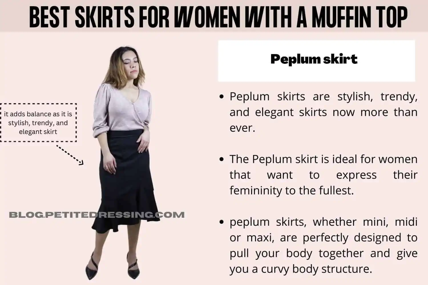 The Complete Skirt Guide for Women With A Muffin Top - Petite Dressing