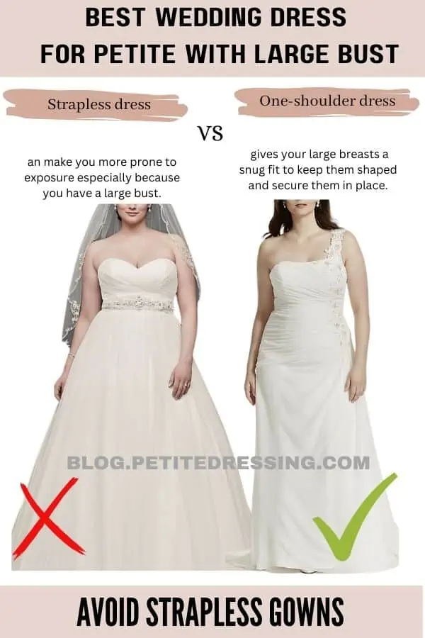 Wedding dress guide for petite with large bust - Petite Dressing