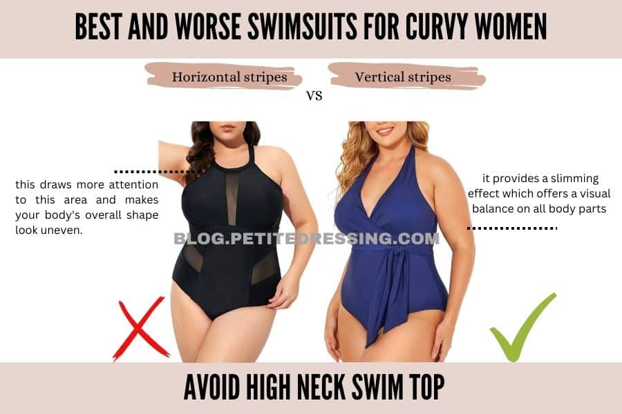Avoid high neck swim top