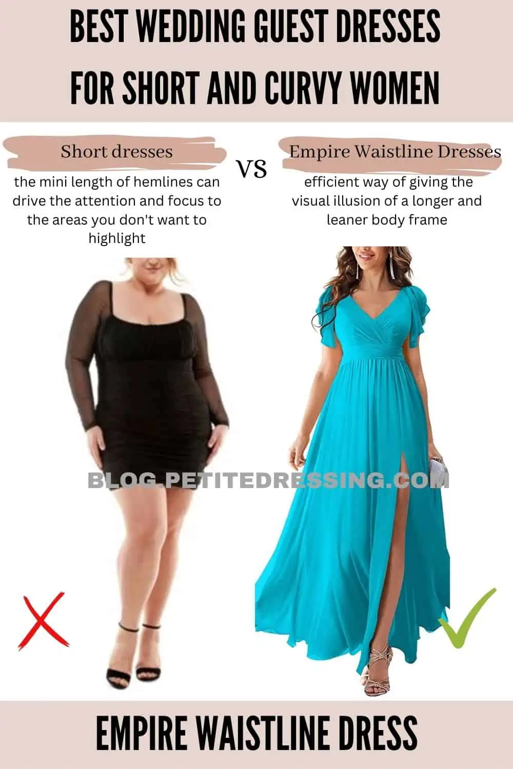 Wedding Guest Dresses Guide for Short and Curvy Women - Petite Dressing