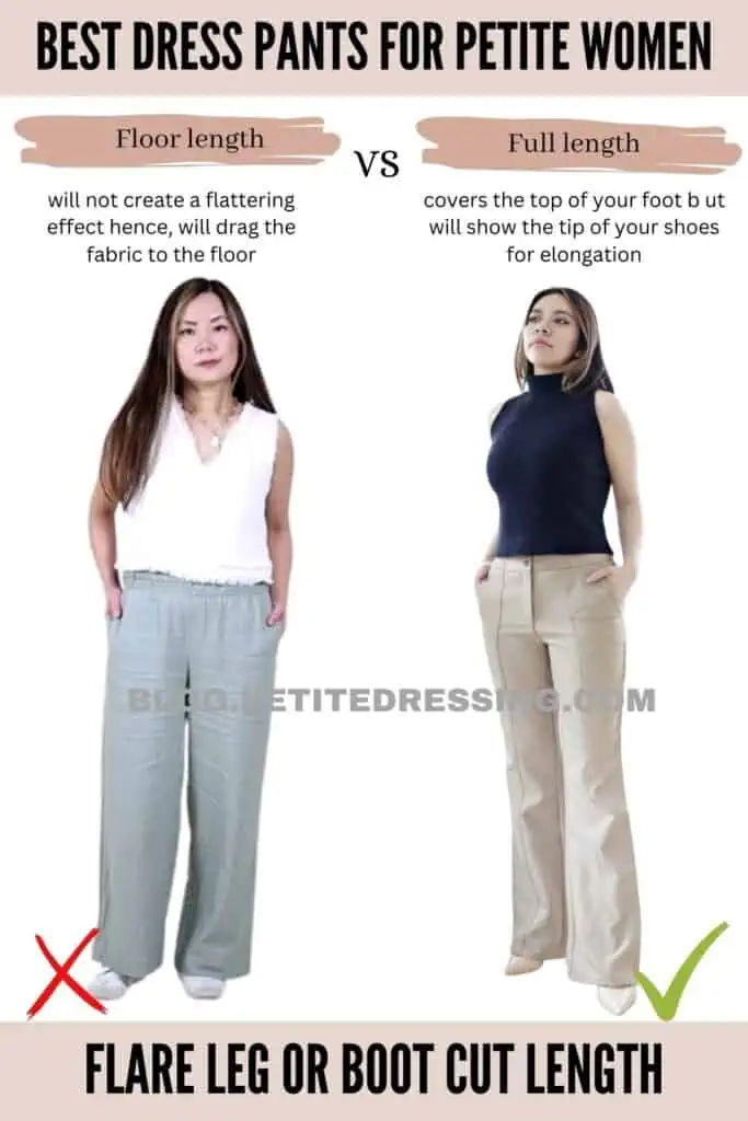 Flare leg or boot cut length