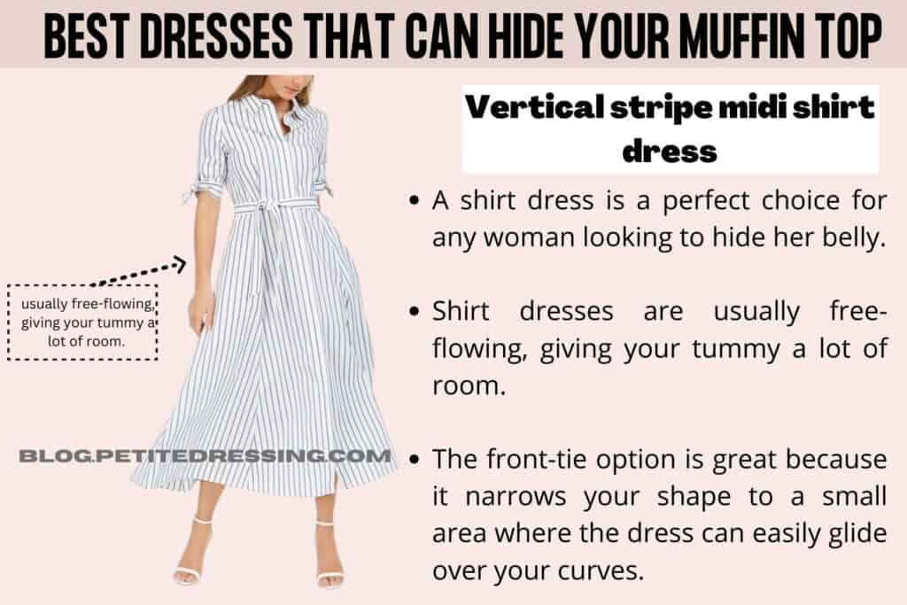 Vertical stripe midi shirt dress