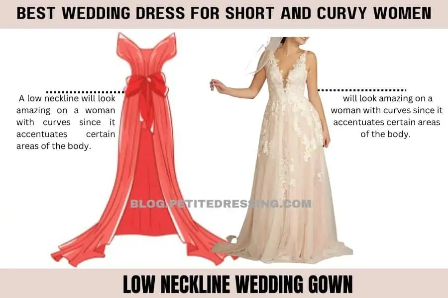 Low neckline wedding gown
