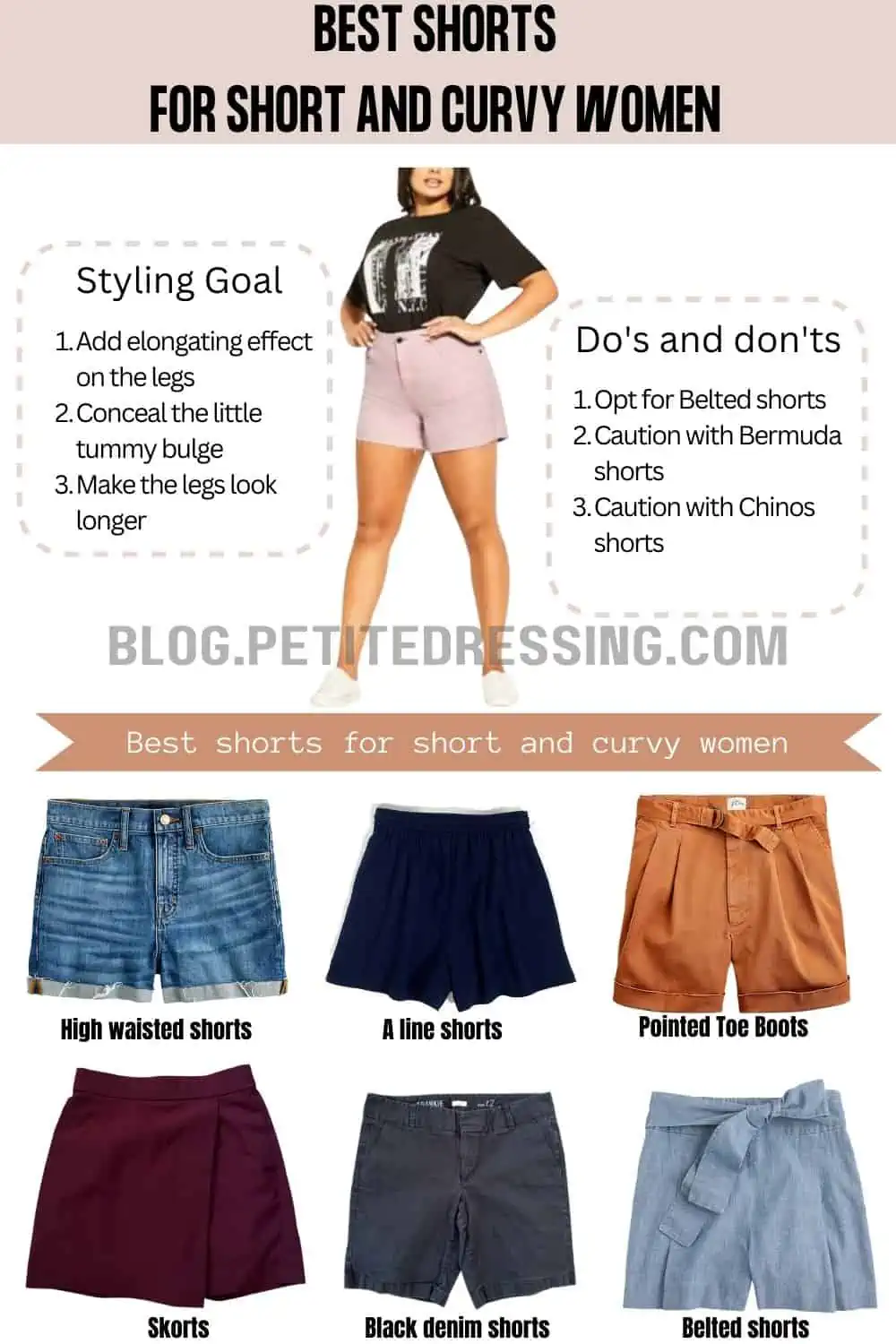 Shorts guide for women with a short torso