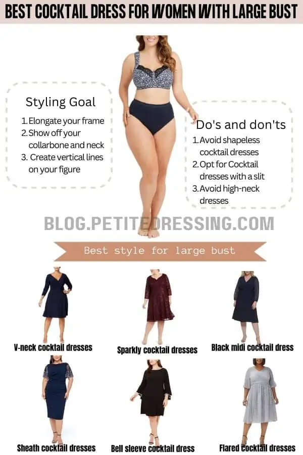 The Cocktail Dresses Guide for Women With Large Bust - Petite Dressing